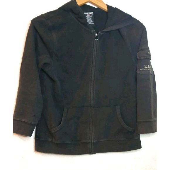 U.S. Polo Assn. Tops - Polo Jeans Co Ralph Lauren‎ Hoodie Jacket Black Zip Up Pocket Hoodie Small Flaw